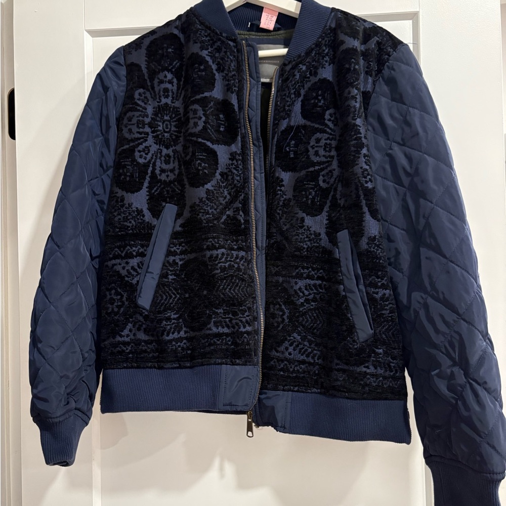 Anthropologie Navy and Black Bomber Jacket